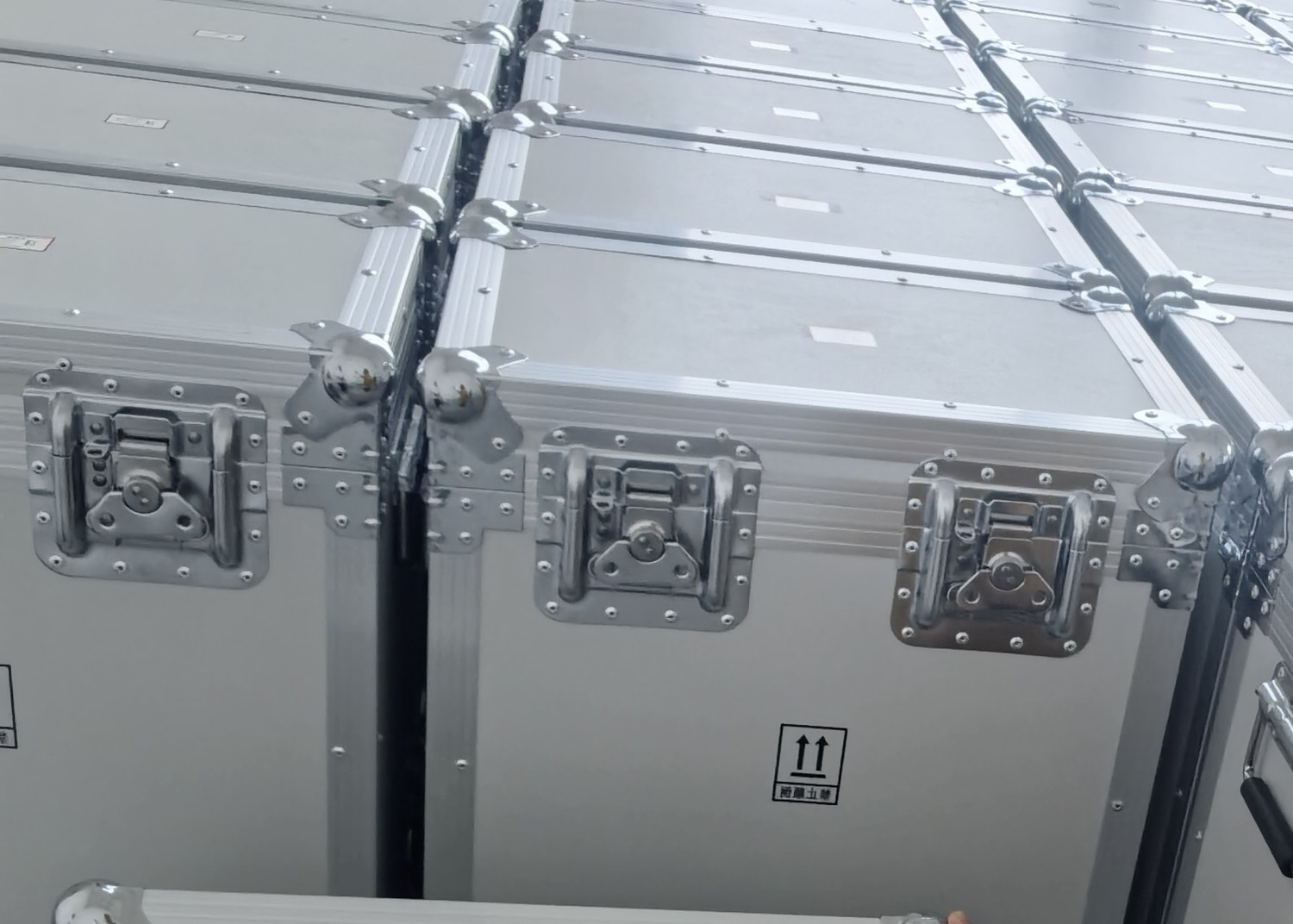 Flight cases in storage